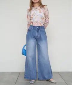 新品⭐︎チャオパニック【cian denim/シアンデニム】ワイドフレアデニムS