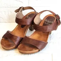 【SAYA】✨本革レザーストラップサンダル　ブラウン　M　23cm～23.5cm