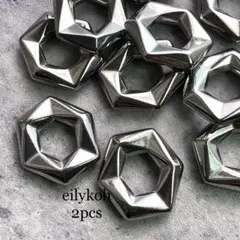 2個/ ダークシルバー　ステンレス　ごつごつ　リング　チャーム　CH406S