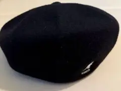 【美品】KANGOL 黒 ハンチング カンガルーロゴ付き L
