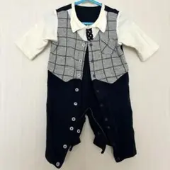 スーツ風チェック柄ロンパース