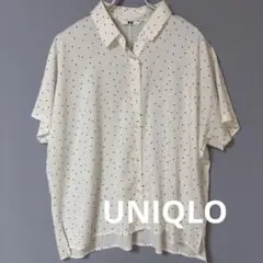 UNIQLO ユニクロ レーヨンブラウス（半袖）ホワイト ドット M