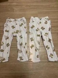 クマ柄 ロングパンツ 100cm 2枚セット