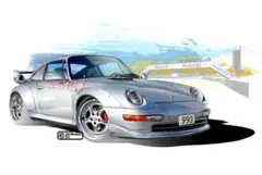【額入り2Lイラスト】PORSCHE 911 993 GT2 1996