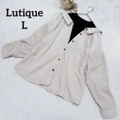【Lutique】コーデュロイオーバーサイズシャツ L 重ね着風 抜け感