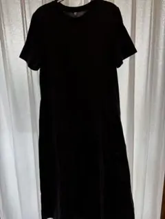 黒 半袖ロングシャツワンピース
