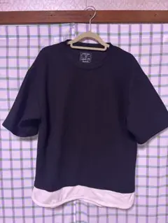 レイヤードデザイン 半袖Tシャツ 黒/白