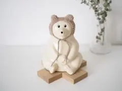 〈再販〉しろくま貯金箱　くま耳ボンネット