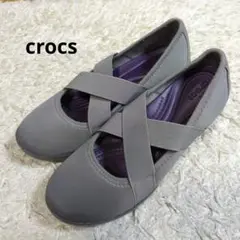 crocs　クロックス　パンプス　ストラップ　ウエッジソール　グレー