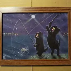 【匿名配送】絵画　「大漁」　2Lサイズ額つき