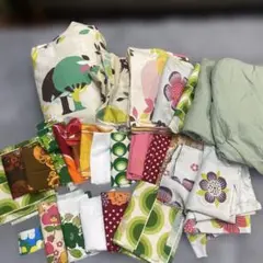 レトロ柄 はぎれ＆布セット 約30枚 リメイク用 コットン 北欧