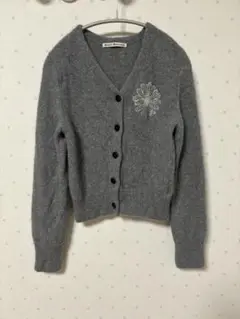 Mardi Mercredi グレー カーディガン　花刺繍