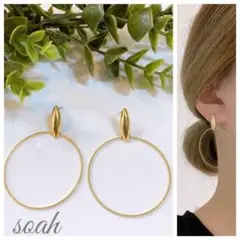 407＊ゴールドホースアイフープ チタンピアス