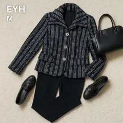 EYH ジャケット ブラック チェック M 高級感 上品 大人可愛い オフィカジ