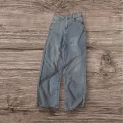 ライトブルーワイドレッグデニム　ダメージ加工ポッケ♡S
