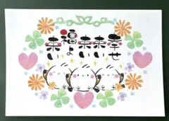 手描きイラストメッセージカード　筆文字アート　シマエナガ絵葉書