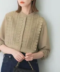 23AW アーバンリサーチロッソ ウォッシャブルレースブラウス