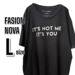 【764】FASION NOVA Lサイズ 黒 USA古着 半袖Tシャツ