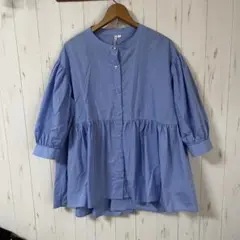 ライトブルー フレアシャツ Lサイズ