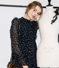 AMERI POWER SHOULDER FRILL DRESS
