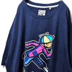 PLAY CLOTHS デカロゴ Tシャツ ネイビー 紺色 4XL 古着