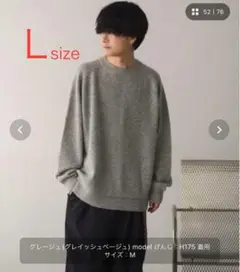 WYM グレージュ　ニットセーター Lサイズ
