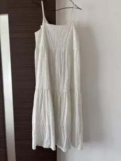ホワイト ドット柄 キャミワンピース