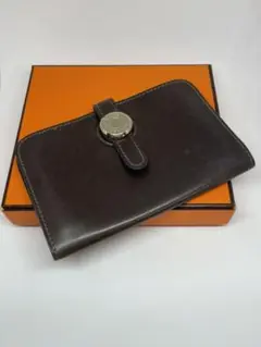 エルメス ドゴン ボックスカーフ カードケース ブラウン