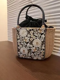 インド刺繍リボンを使った かごバッグ