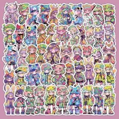 二次元ガール　イラストステッカー シール　 60枚セット フレークシール