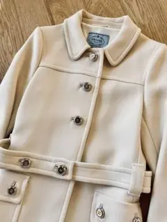 プラダ オーバーコート オフホワイト 美品