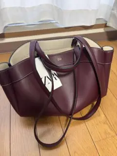 ZARA ワインレッド トートバッグ GM