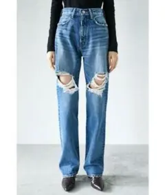 デニム　HW RIPPED STRAIGHT Moussy 25 マウジー