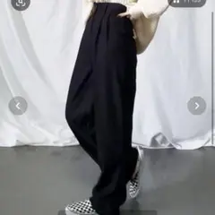 me+em select ハイウエストタック入りスラックス S ブラック