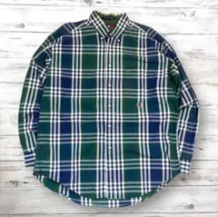 TOMMY HILFIGER 長袖シャツ チェック柄 緑 L 0057