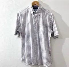 TOMMY HILFIGER マルチストライプ　BDシャツ　半袖　メンズS 古着