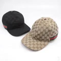 GUCCI / グッチ GGキャンバス シェリー ベースボールキャップ ブラック