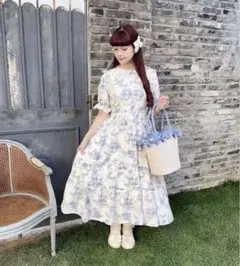 しまむら　青木美沙子　トワルドジュイ柄ワンピース　Mサイズ