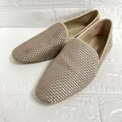 【試着のみ】ナノユニバース スリッポン モカシン23.5 シャンパンゴールド