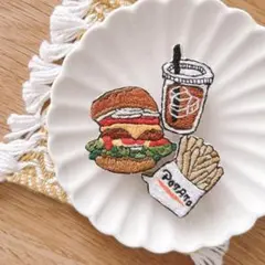 ☆オーダー専用☆ハンバーガー/ポテト/コーラ刺繍ブローチ