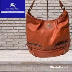 バーバリーブルーレーベル ショルダーバッグノバチェックレザー 金具フォースロゴ