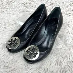 【美品】トリーバーチ パンプス オープントゥ ウェッジウッド ブラック