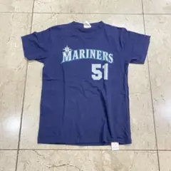 sh927 イチロー 51番 Tシャツ ネイビー Majestic製 マリナーズ