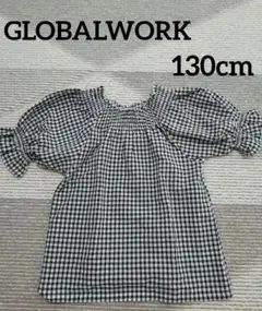 GLOBAL WORK ギンガムチェック 半袖シャツ 130cm 子供服