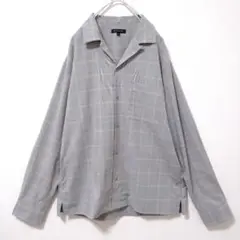【GLOBALWORK】　長袖　シャツ　グレー　メンズ　M　古着　チェック柄