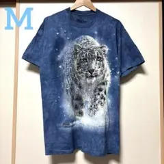 THE MOUNTAIN ザマウンテン 雪豹 ヒョウ 動物 半袖 tシャツ 青