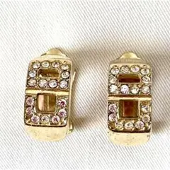 Dior クリスチャン ディオール ゴールド ラインストーン イヤリング☆