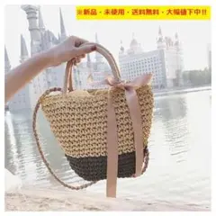★新品♬即購入OK♬2WAYかごバッグ（ブラウン×ブラック）♬2108