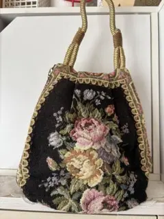 ゴブラン織り花柄レトロトートバッグ