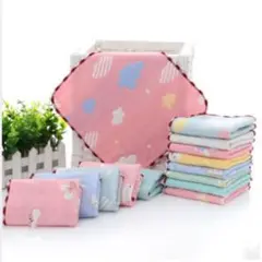 【新品未使用】 可愛い ハンカチ 10枚セット ハンドタオル